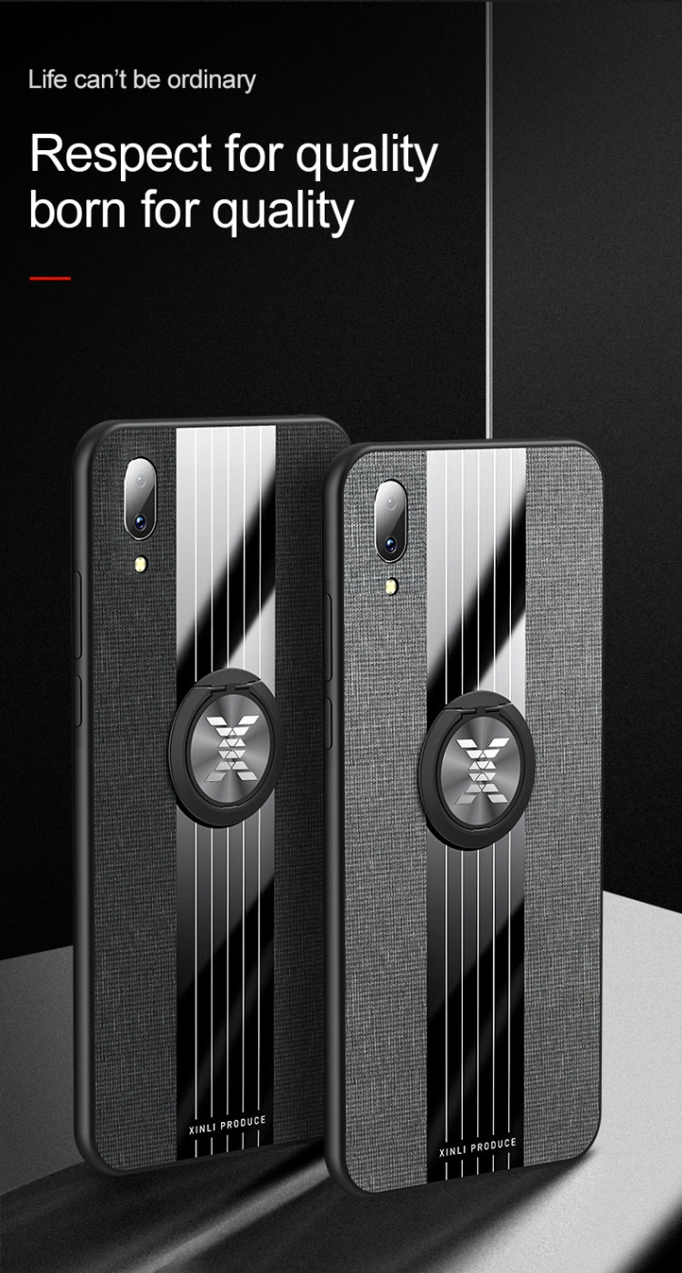 For Vivo Y97 XINLI Stitching Cloth Texture Shockproof TPU Protective Case with Ring Holder(Black) - vivo Cases by XINLI | Online Shopping UK | buy2fix