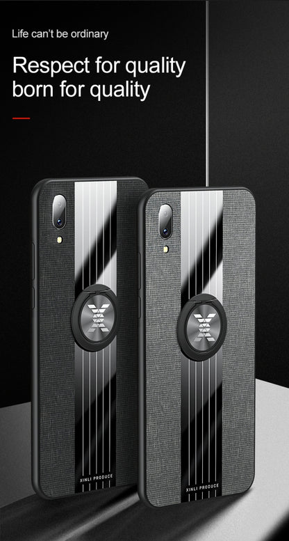 For Vivo Y97 XINLI Stitching Cloth Texture Shockproof TPU Protective Case with Ring Holder(Black) - vivo Cases by XINLI | Online Shopping UK | buy2fix