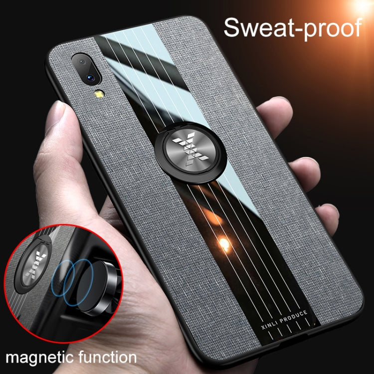 For Vivo Y97 XINLI Stitching Cloth Texture Shockproof TPU Protective Case with Ring Holder(Black) - vivo Cases by XINLI | Online Shopping UK | buy2fix