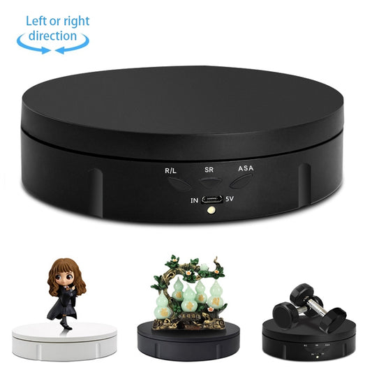 14.6cm USB Electric Rotating Turntable Display Stand Video Shooting Props Turntable for Photography, Load: 10kg(Black) -  by buy2fix | Online Shopping UK | buy2fix