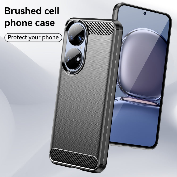 For Huawei P50 Brushed Texture Carbon Fiber TPU Case(Black) - Huawei Cases by buy2fix | Online Shopping UK | buy2fix