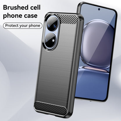 For Huawei P50 Brushed Texture Carbon Fiber TPU Case(Black) - Huawei Cases by buy2fix | Online Shopping UK | buy2fix