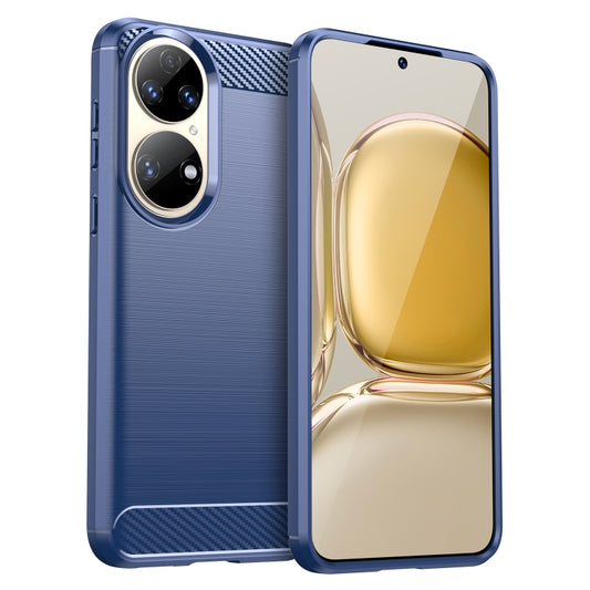 For Huawei P50 Brushed Texture Carbon Fiber TPU Case(Blue) - Huawei Cases by buy2fix | Online Shopping UK | buy2fix