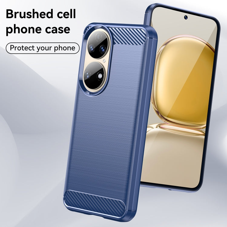For Huawei P50 Brushed Texture Carbon Fiber TPU Case(Blue) - Huawei Cases by buy2fix | Online Shopping UK | buy2fix