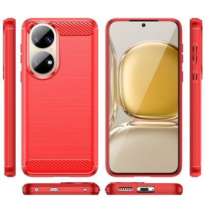 For Huawei P50 Brushed Texture Carbon Fiber TPU Case(Red) - Huawei Cases by buy2fix | Online Shopping UK | buy2fix