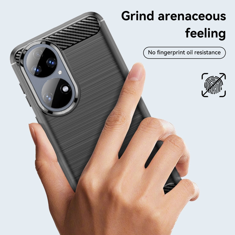 For Huawei P50 Pro Brushed Texture Carbon Fiber TPU Case(Black) - Huawei Cases by buy2fix | Online Shopping UK | buy2fix