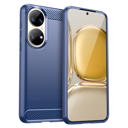 For Huawei P50 Pro Brushed Texture Carbon Fiber TPU Case(Blue) - Huawei Cases by buy2fix | Online Shopping UK | buy2fix