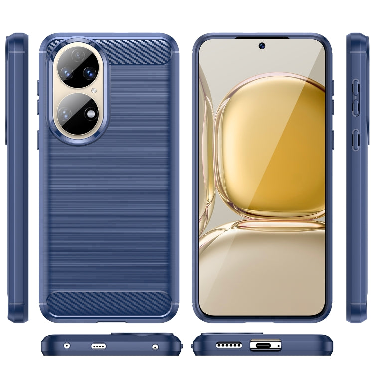 For Huawei P50 Pro Brushed Texture Carbon Fiber TPU Case(Blue) - Huawei Cases by buy2fix | Online Shopping UK | buy2fix