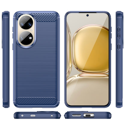 For Huawei P50 Pro Brushed Texture Carbon Fiber TPU Case(Blue) - Huawei Cases by buy2fix | Online Shopping UK | buy2fix