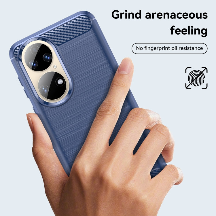 For Huawei P50 Pro Brushed Texture Carbon Fiber TPU Case(Blue) - Huawei Cases by buy2fix | Online Shopping UK | buy2fix