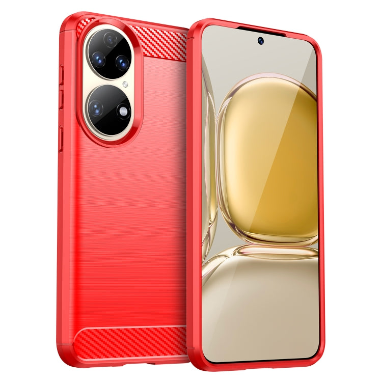 For Huawei P50 Pro Brushed Texture Carbon Fiber TPU Case(Red) - Huawei Cases by buy2fix | Online Shopping UK | buy2fix