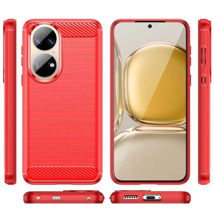 For Huawei P50 Pro Brushed Texture Carbon Fiber TPU Case(Red) - Huawei Cases by buy2fix | Online Shopping UK | buy2fix