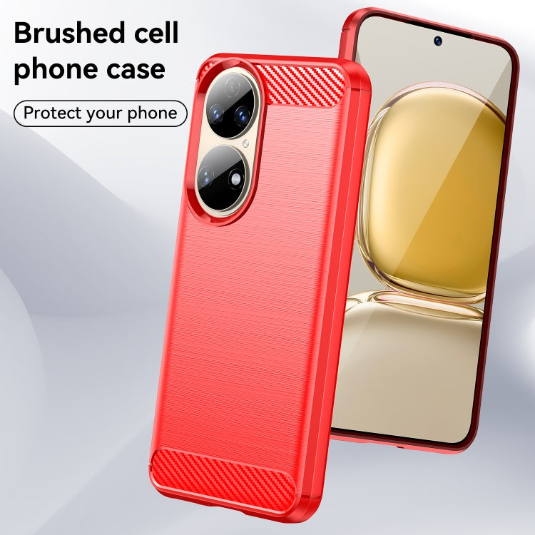 For Huawei P50 Pro Brushed Texture Carbon Fiber TPU Case(Red) - Huawei Cases by buy2fix | Online Shopping UK | buy2fix