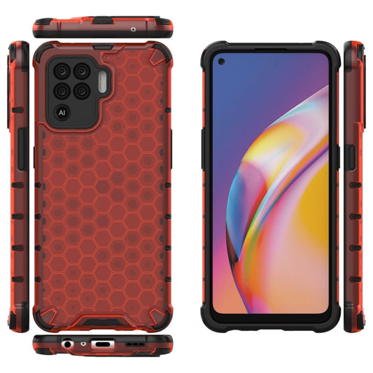 For OPPO A94 Shockproof Honeycomb PC + TPU Case(Red) - OPPO Cases by buy2fix | Online Shopping UK | buy2fix