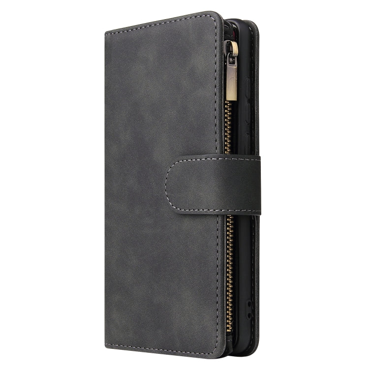 For Huawei P30 Multifunctional Retro Frosted Horizontal Flip Leather Case with Card Slot & Holder & Zipper Wallet & Photo Frame & Lanyard(Black) by buy2fix