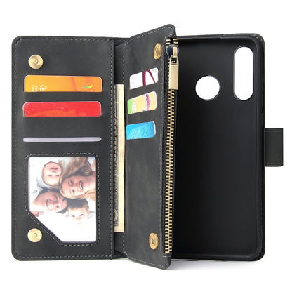 For Huawei P30 Lite Multifunctional Retro Frosted Horizontal Flip Leather Case with Card Slot & Holder & Zipper Wallet & Photo Frame & Lanyard(Black) - Huawei Cases by buy2fix | Online Shopping UK | buy2fix