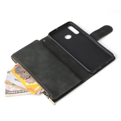 For Huawei P30 Lite Multifunctional Retro Frosted Horizontal Flip Leather Case with Card Slot & Holder & Zipper Wallet & Photo Frame & Lanyard(Black) - Huawei Cases by buy2fix | Online Shopping UK | buy2fix