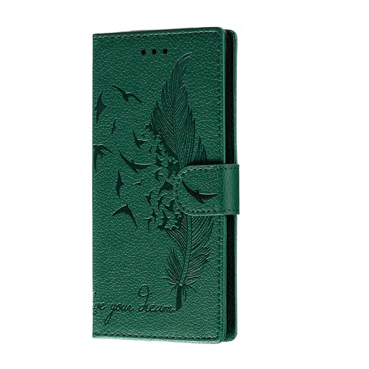 For Huawei Mate 30 Pro Feather Pattern Litchi Texture Horizontal Flip Leather Case with Holder & Wallet & Card Slots(Green) - Huawei Cases by buy2fix | Online Shopping UK | buy2fix