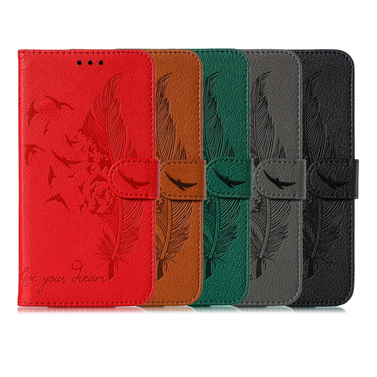 For Huawei Mate 30 Pro Feather Pattern Litchi Texture Horizontal Flip Leather Case with Holder & Wallet & Card Slots(Green) - Huawei Cases by buy2fix | Online Shopping UK | buy2fix