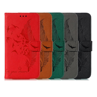 For Huawei Mate 30 Pro Feather Pattern Litchi Texture Horizontal Flip Leather Case with Holder & Wallet & Card Slots(Green) - Huawei Cases by buy2fix | Online Shopping UK | buy2fix