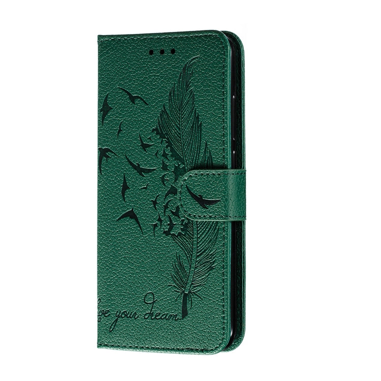 For Xiaomi Redmi Note 8 Feather Pattern Litchi Texture Horizontal Flip Leather Case with Holder & Wallet & Card Slots(Green) - Xiaomi Cases by buy2fix | Online Shopping UK | buy2fix