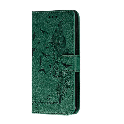 For Xiaomi Redmi Note 8 Feather Pattern Litchi Texture Horizontal Flip Leather Case with Holder & Wallet & Card Slots(Green) - Xiaomi Cases by buy2fix | Online Shopping UK | buy2fix