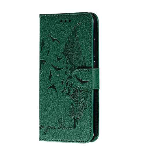 For Xiaomi Redmi Note 8 Feather Pattern Litchi Texture Horizontal Flip Leather Case with Holder & Wallet & Card Slots(Green) - Xiaomi Cases by buy2fix | Online Shopping UK | buy2fix