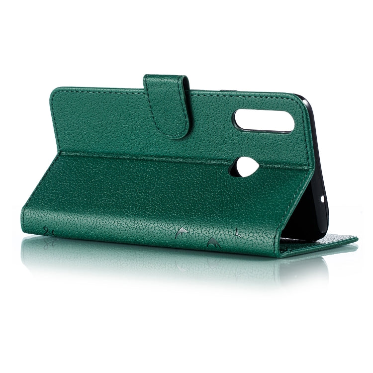 For Galaxy A20s Feather Pattern Litchi Texture Horizontal Flip Leather Case with Holder & Wallet & Card Slots(Green) by buy2fix