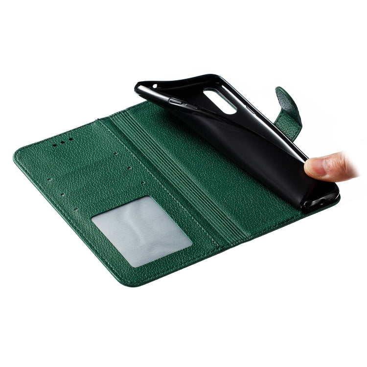 For Galaxy A20s Feather Pattern Litchi Texture Horizontal Flip Leather Case with Holder & Wallet & Card Slots(Green) by buy2fix