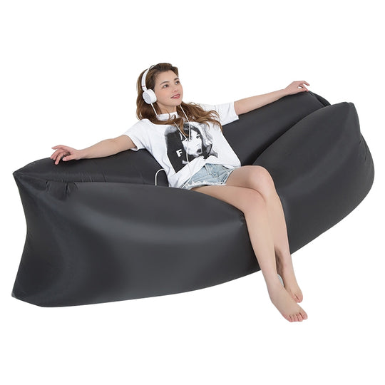 Outdoor Portable Lazy Water Inflatable Sofa Beach Grass Air Bed, Size: 200 x 70cm(Black)