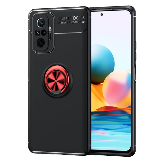 For Xiaomi Redmi Note 10 Pro Metal Ring Holder 360 Degree Rotating TPU Case(Black+Red) - Xiaomi Cases by buy2fix | Online Shopping UK | buy2fix