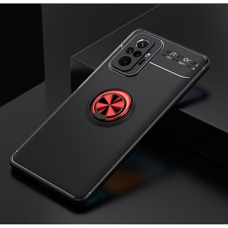 For Xiaomi Redmi Note 10 Pro Metal Ring Holder 360 Degree Rotating TPU Case(Black+Red) - Xiaomi Cases by buy2fix | Online Shopping UK | buy2fix