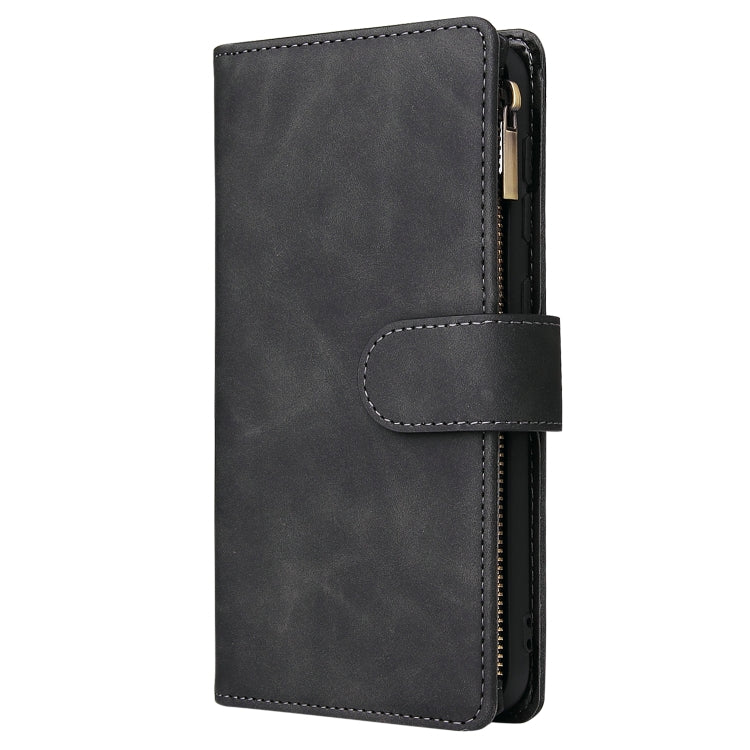 For Galaxy A10 Multifunctional Retro Frosted Horizontal Flip Leather Case with Card Slot & Holder & Zipper Wallet & Photo Frame & Lanyard(Black) by buy2fix