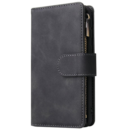 For Galaxy A40 Multifunctional Retro Frosted Horizontal Flip Leather Case with Card Slot & Holder & Zipper Wallet & Photo Frame & Lanyard(Black) by buy2fix