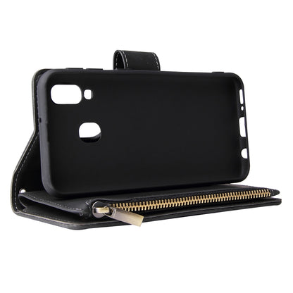 For Galaxy A40 Multifunctional Retro Frosted Horizontal Flip Leather Case with Card Slot & Holder & Zipper Wallet & Photo Frame & Lanyard(Black) by buy2fix
