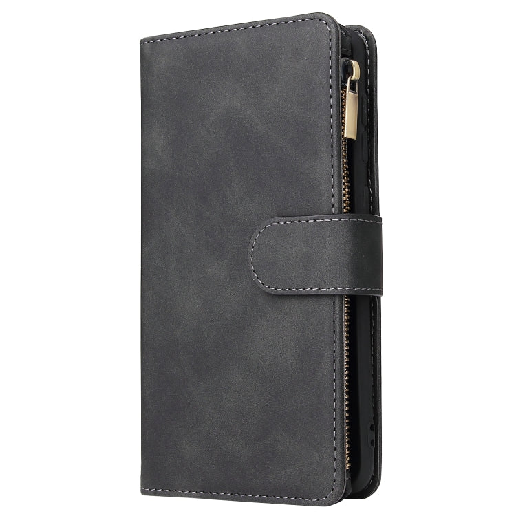 For Galaxy A50 Multifunctional Retro Frosted Horizontal Flip Leather Case with Card Slot & Holder & Zipper Wallet & Photo Frame & Lanyard(Black) by buy2fix