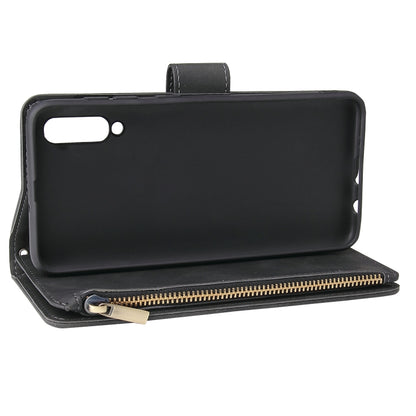 For Galaxy A50 Multifunctional Retro Frosted Horizontal Flip Leather Case with Card Slot & Holder & Zipper Wallet & Photo Frame & Lanyard(Black) by buy2fix