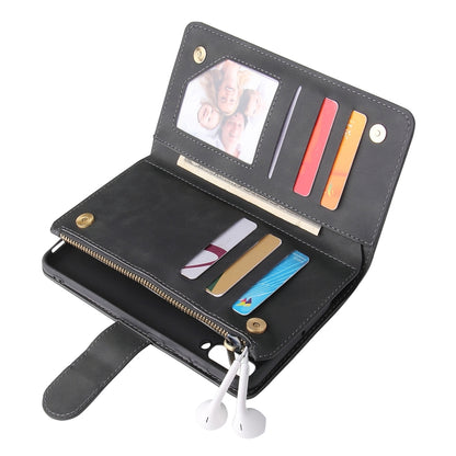 For Galaxy A50 Multifunctional Retro Frosted Horizontal Flip Leather Case with Card Slot & Holder & Zipper Wallet & Photo Frame & Lanyard(Black) by buy2fix