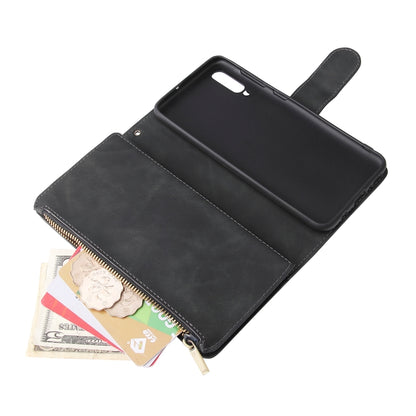 For Galaxy A50 Multifunctional Retro Frosted Horizontal Flip Leather Case with Card Slot & Holder & Zipper Wallet & Photo Frame & Lanyard(Black) by buy2fix