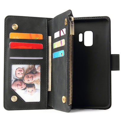 For Galaxy S9 Multifunctional Retro Frosted Horizontal Flip Leather Case with Card Slot & Holder & Zipper Wallet & Photo Frame & Lanyard(Black) by buy2fix