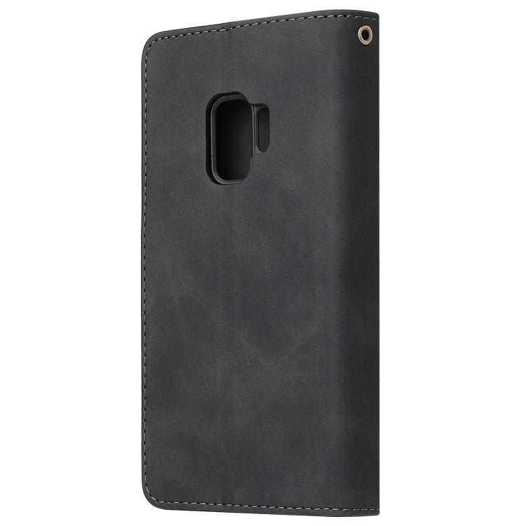 For Galaxy S9+ Multifunctional Retro Frosted Horizontal Flip Leather Case with Card Slot & Holder & Zipper Wallet & Photo Frame & Lanyard(Black) by buy2fix
