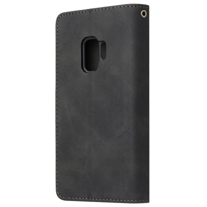 For Galaxy S9+ Multifunctional Retro Frosted Horizontal Flip Leather Case with Card Slot & Holder & Zipper Wallet & Photo Frame & Lanyard(Black) by buy2fix