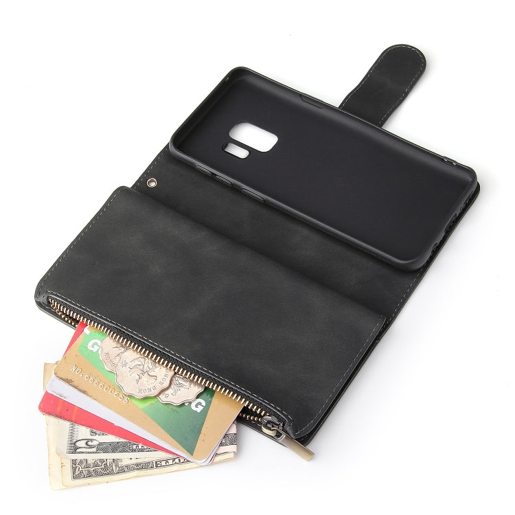 For Galaxy S9+ Multifunctional Retro Frosted Horizontal Flip Leather Case with Card Slot & Holder & Zipper Wallet & Photo Frame & Lanyard(Black) by buy2fix