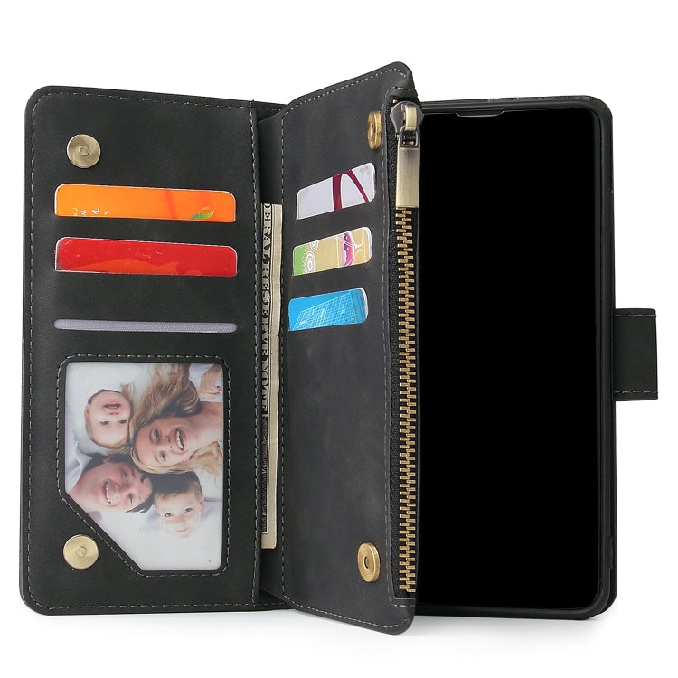 For Galaxy S10 Multifunctional Retro Frosted Horizontal Flip Leather Case with Card Slot & Holder & Zipper Wallet & Photo Frame & Lanyard(Black) by buy2fix