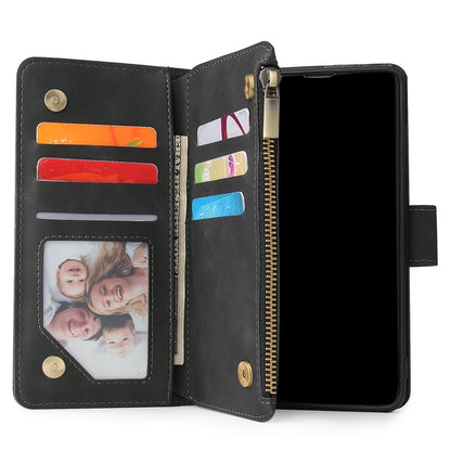 For Galaxy S10 Multifunctional Retro Frosted Horizontal Flip Leather Case with Card Slot & Holder & Zipper Wallet & Photo Frame & Lanyard(Black) by buy2fix