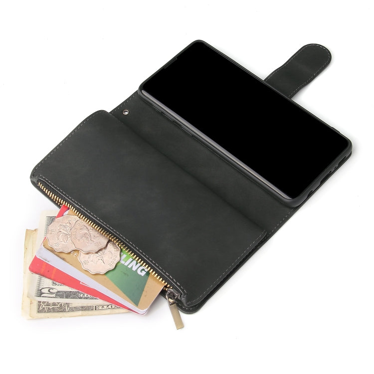 For Galaxy S10 Multifunctional Retro Frosted Horizontal Flip Leather Case with Card Slot & Holder & Zipper Wallet & Photo Frame & Lanyard(Black) by buy2fix