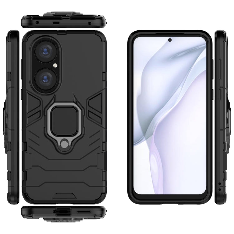 For Huawei P50 PC + TPU Shockproof Protective Case with Magnetic Ring Holder(Black) - Huawei Cases by buy2fix | Online Shopping UK | buy2fix