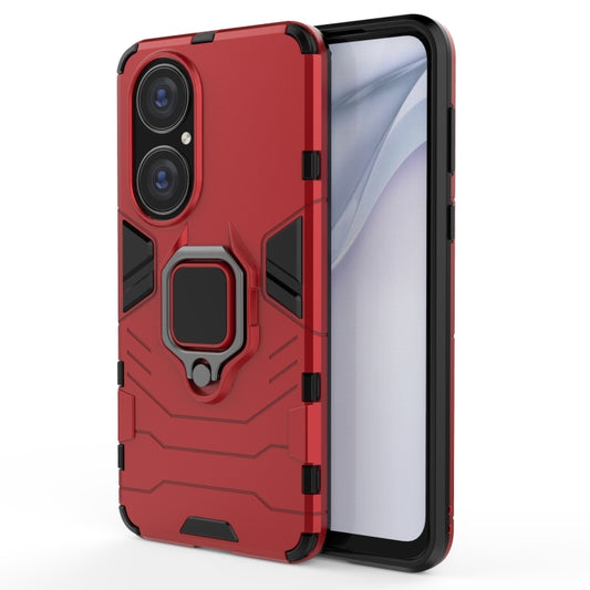 For Huawei P50 PC + TPU Shockproof Protective Case with Magnetic Ring Holder(Red) - Huawei Cases by buy2fix | Online Shopping UK | buy2fix