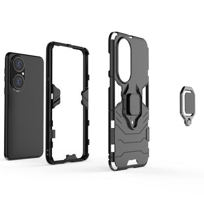 For Huawei P50 PC + TPU Shockproof Protective Case with Magnetic Ring Holder(Navy Blue) - Huawei Cases by buy2fix | Online Shopping UK | buy2fix