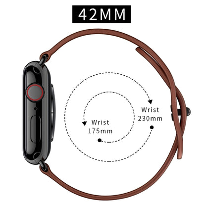 Double Hole Leather Watch Band For Apple Watch Series 7 45mm / 6 & SE & 5 & 4 44mm / 3 & 2 & 1 42mm(Dark Brown Crazy Horse) by buy2fix